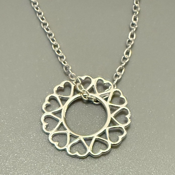 Sterling Silver Circle of Hearts Necklace - Picture 6 of 7